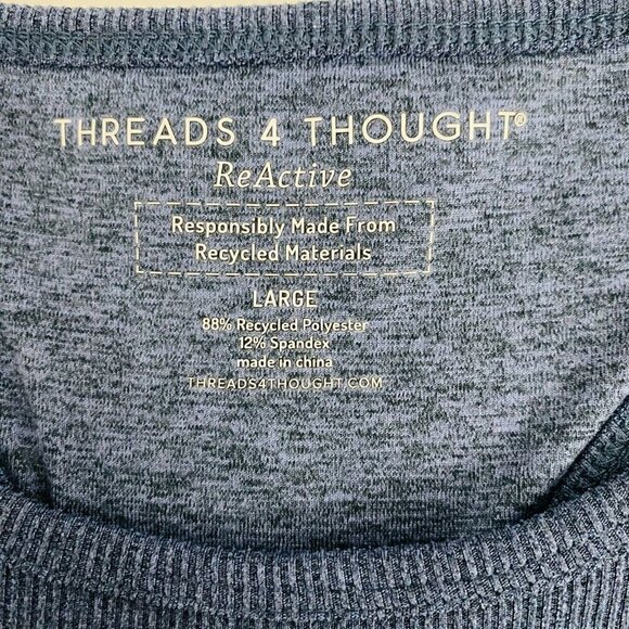 Threads 4 Thought Kensi Ribbed Tank Style Sports Bra in Blue, Size Large - Picture 7 of 10